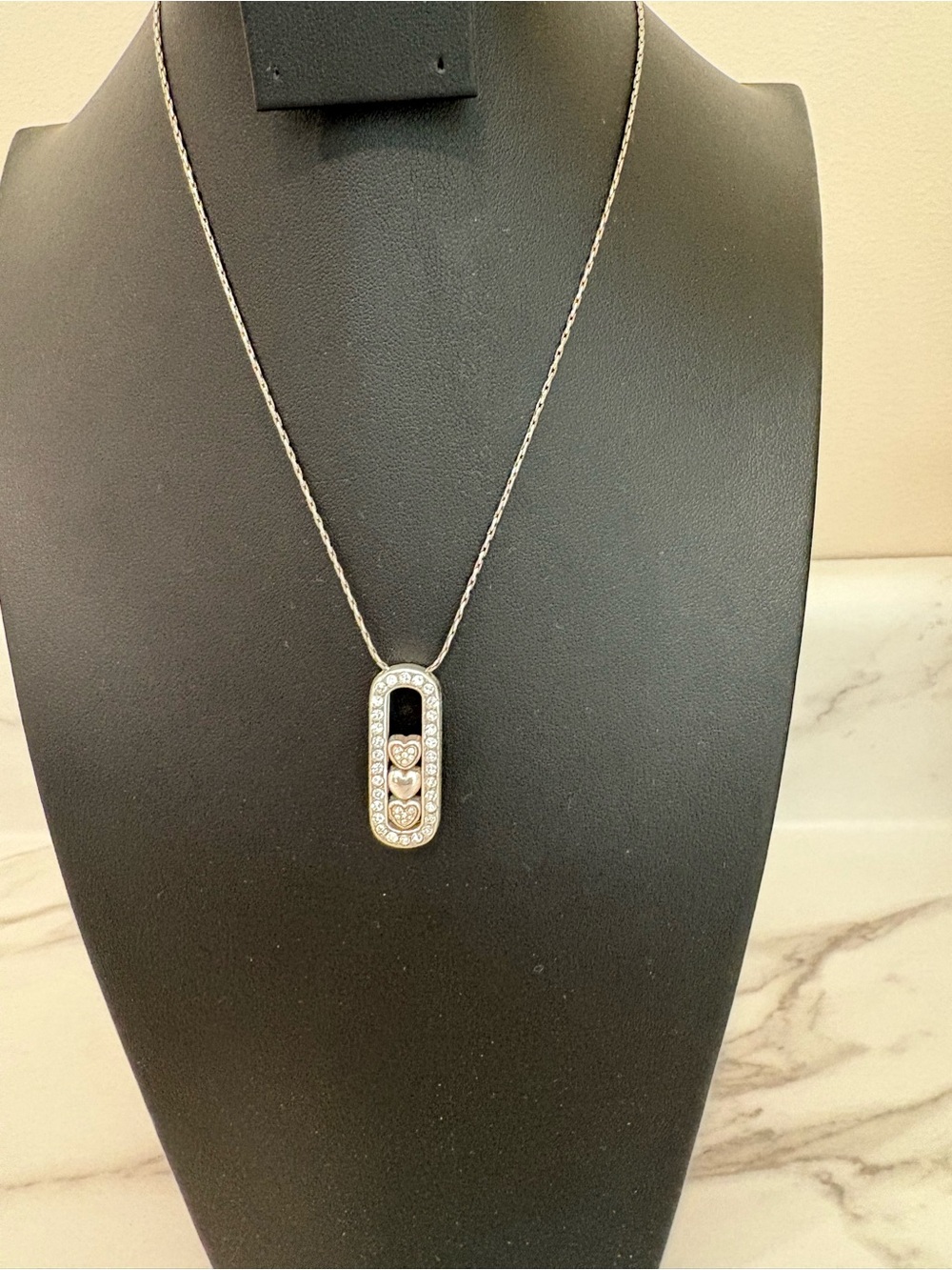 Brighton Silver-Tone Heart Slider Necklace with Clear Crystals